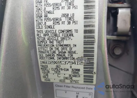 2002 Nissan Frontier Se-V6 z USA, uszkodzony, nr VIN 1N6ED29X22C379412